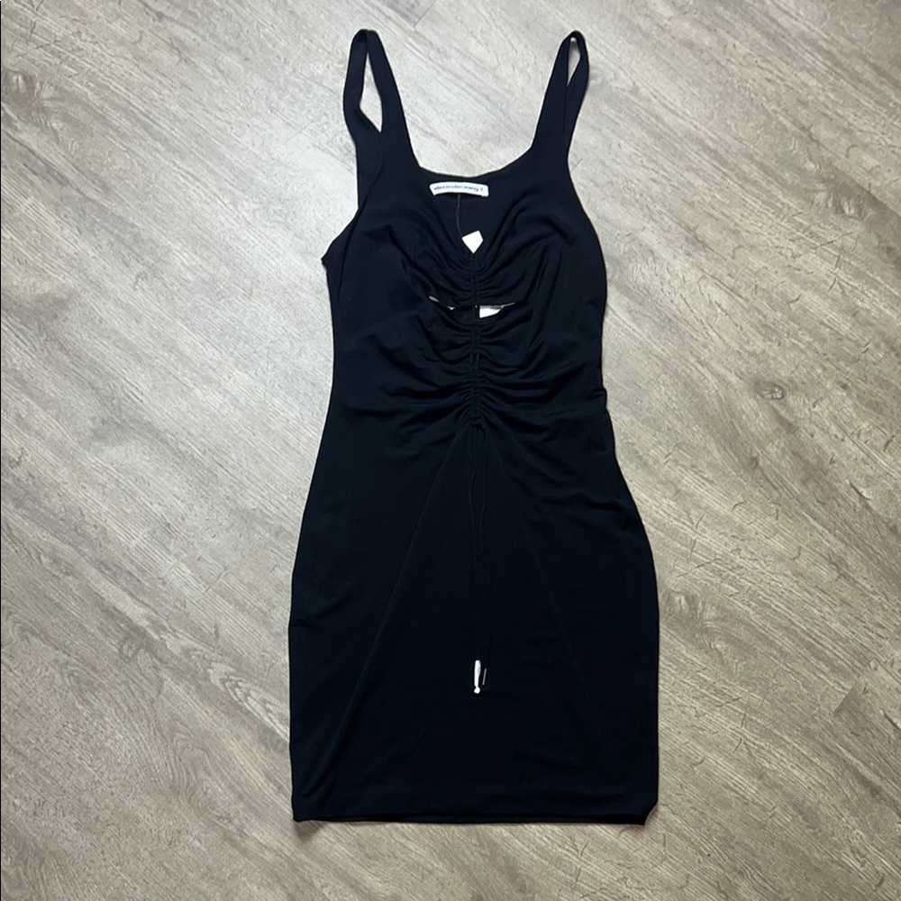 Alexander Wang Crepe Jersey Black‎ Cutout Ruched Mini Dress
